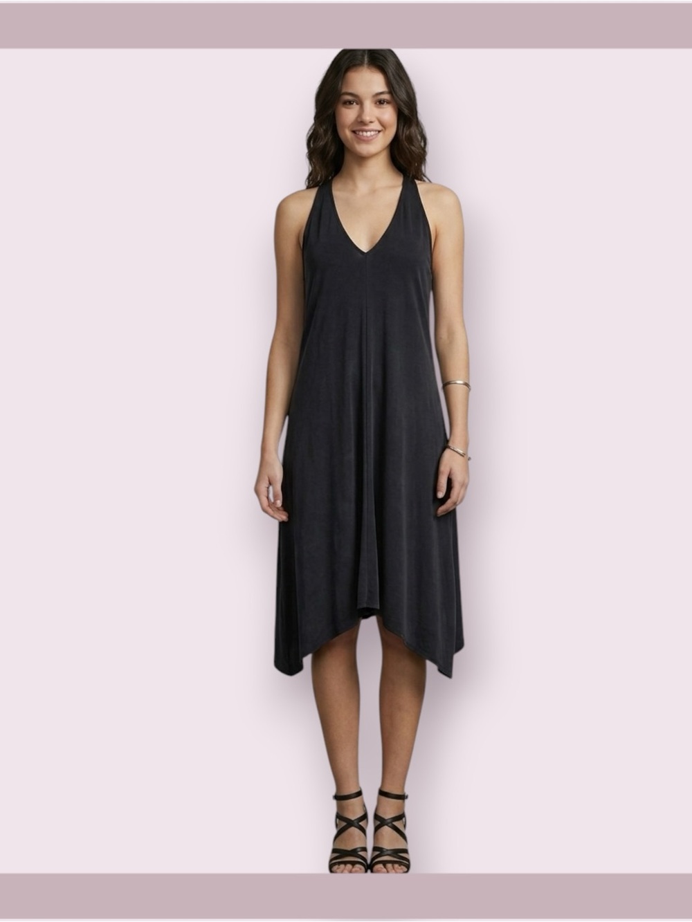Anthropologie Dolan Left Coast Collection Black Willa Cupro Sleeveless Dress